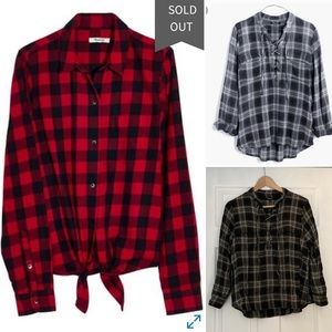Set of 2 plaid flannel tops Madewell Size M bundle